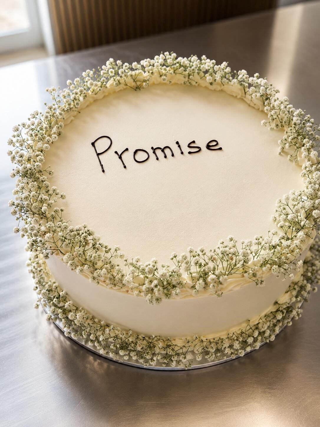 Torta con fiori freschi per una promessa di matrimonio